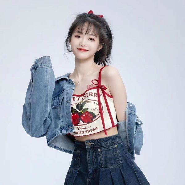 Sweet Spicy Girl Cherry Print Camisole