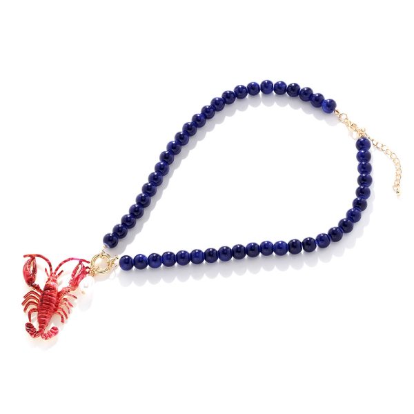 Handmade Beaded Oil Dripping Lobster Pendant Necklace