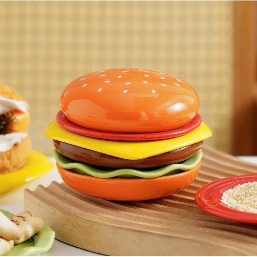 Cute Creative Hamburger Ceramic Tableware