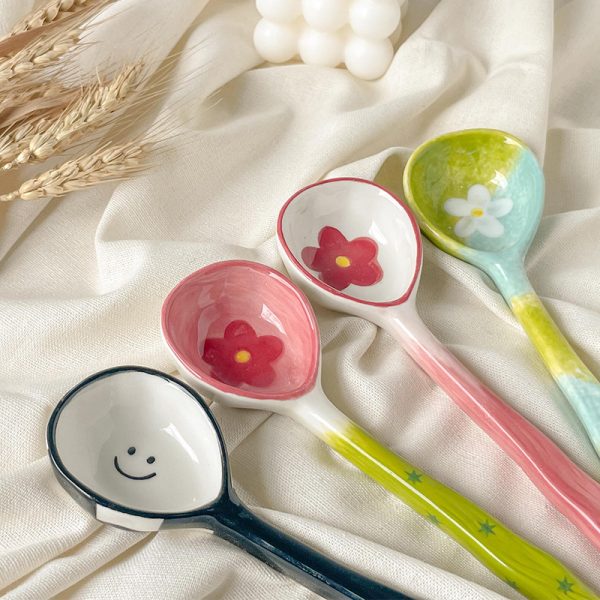 Home Tableware Dessert Hand Drawn Spoon