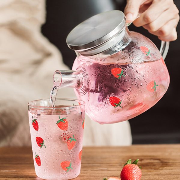 Strawberry Heat-Resistant Glass Teapot & Cup Collection