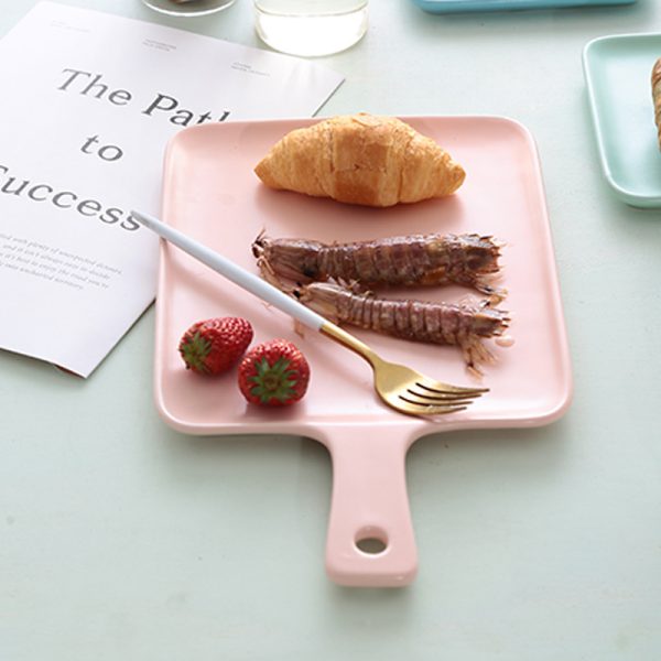 Household Fruit Plate Ceramic Tableware With Handle