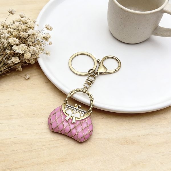 Chanel-style Accessories For Girls Bag Keychain Handbag Bow Colored-paint Key Chain