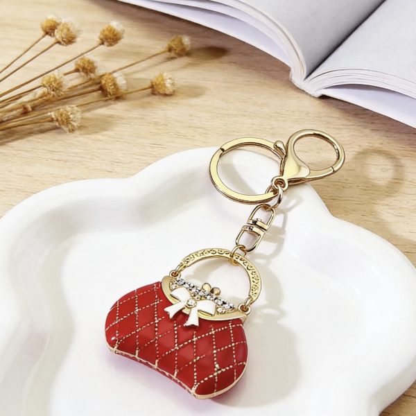 Chanel-style Accessories For Girls Bag Keychain Handbag Bow Colored-paint Key Chain