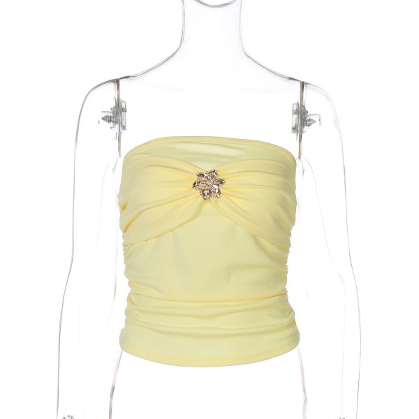 Women's Pleated Tube Top Slim Top