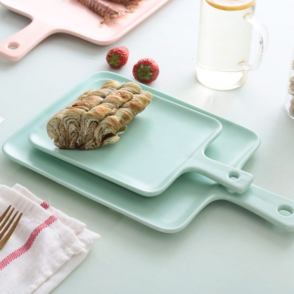 Household Fruit Plate Ceramic Tableware With Handle