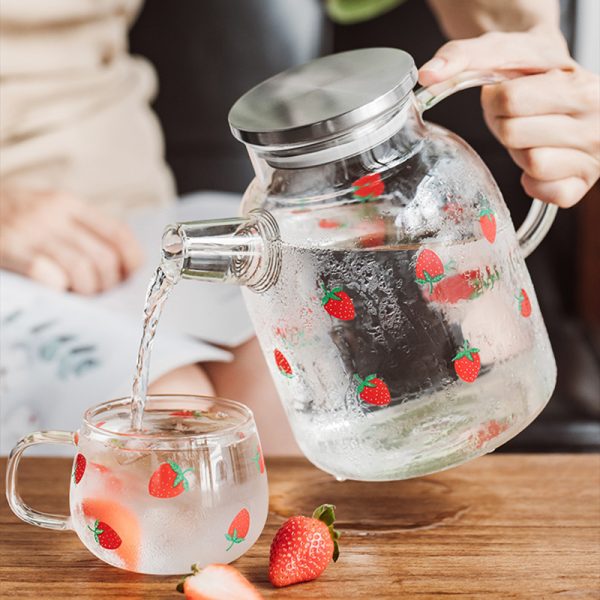 Strawberry Heat-Resistant Glass Teapot & Cup Collection
