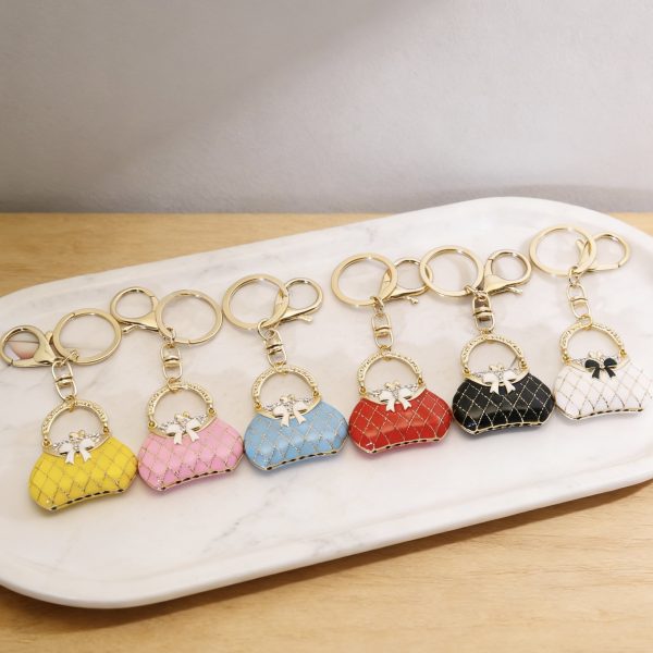 Chanel-style Accessories For Girls Bag Keychain Handbag Bow Colored-paint Key Chain