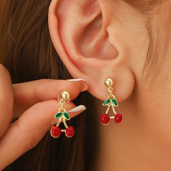 Summer Sweet Fruit Wild Cherry-shaped Earrings