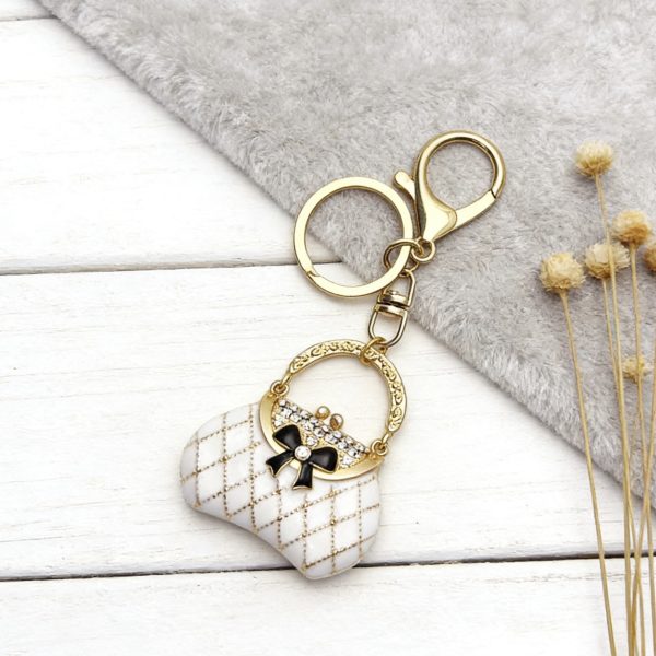 Chanel-style Accessories For Girls Bag Keychain Handbag Bow Colored-paint Key Chain