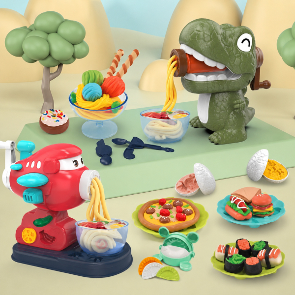 Fun Dinosaur Color Mud Machine Toy Wheat Pastel Mud Noodle Machine Set