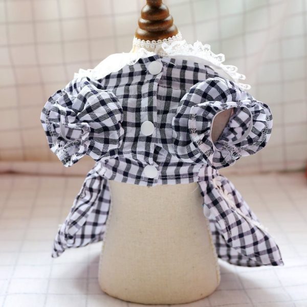Plaid Dog Dress with Apple Collar