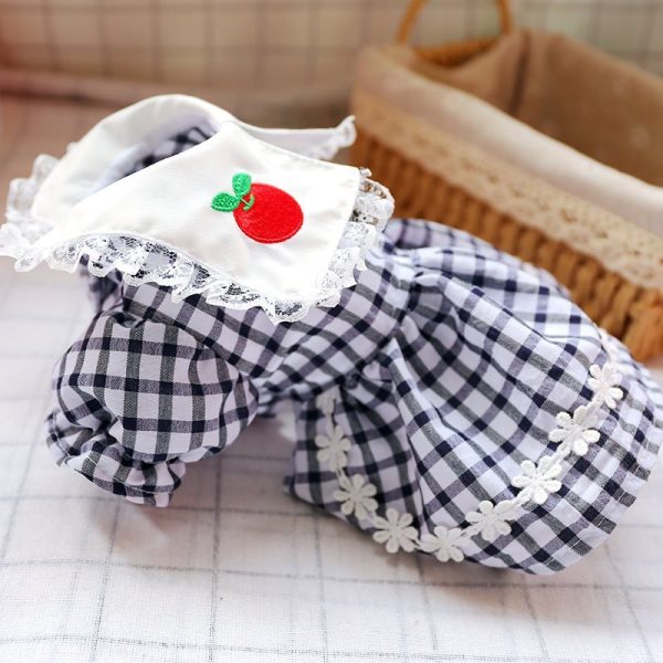Plaid Dog Dress with Apple Collar