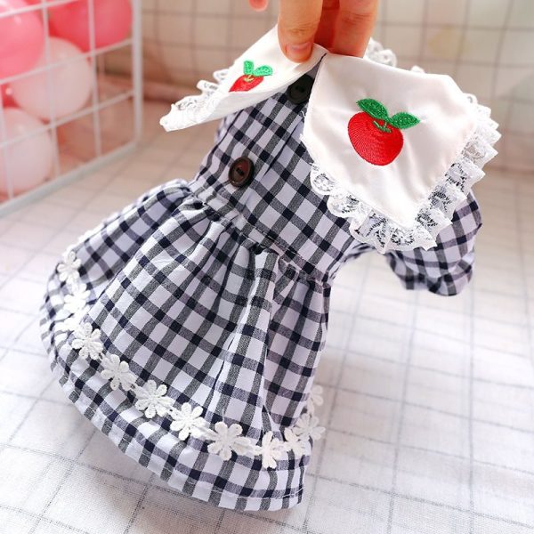 Plaid Dog Dress with Apple Collar