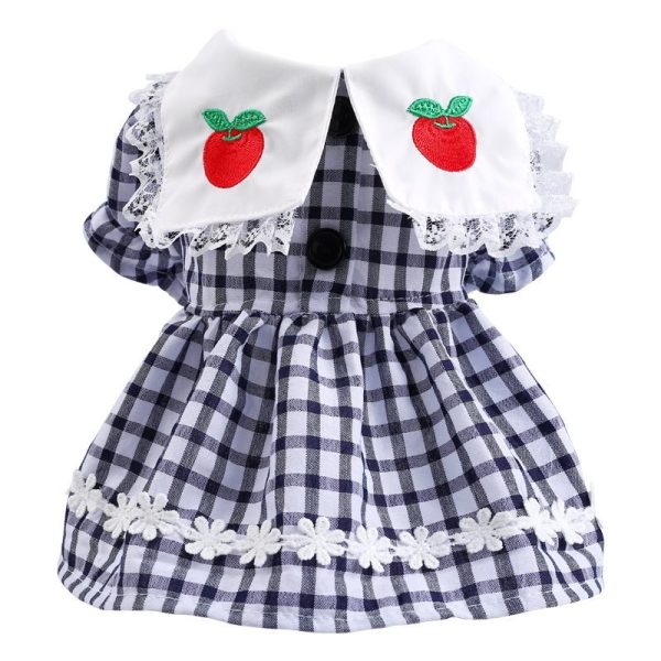 Plaid Dog Dress with Apple Collar