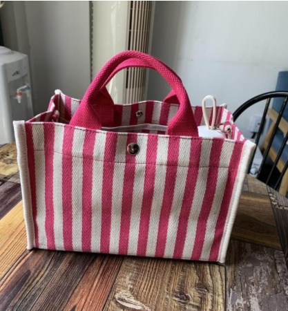 Hand-held Diagonal Small Bag, Ins Bag, Stripe, One-shoulder Canvas Bag, Female Bag