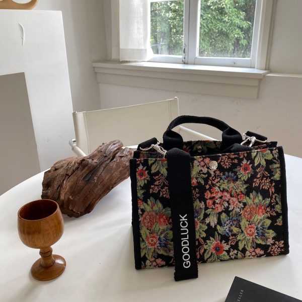 Hand-held Diagonal Small Bag, Ins Bag, Stripe, One-shoulder Canvas Bag, Female Bag