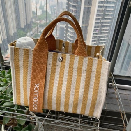 Hand-held Diagonal Small Bag, Ins Bag, Stripe, One-shoulder Canvas Bag, Female Bag
