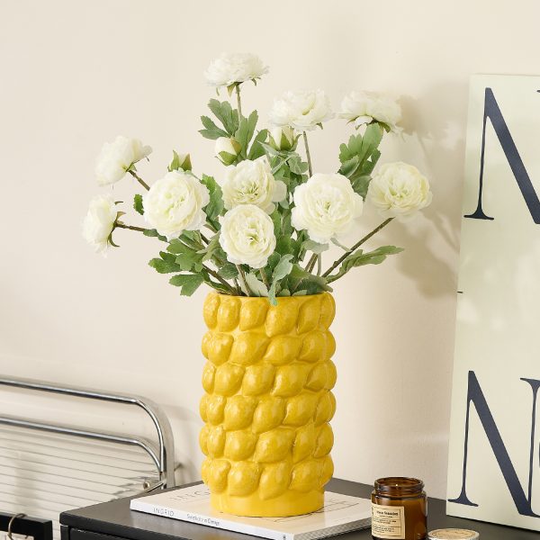 Lemon Embossed Ceramic Vase