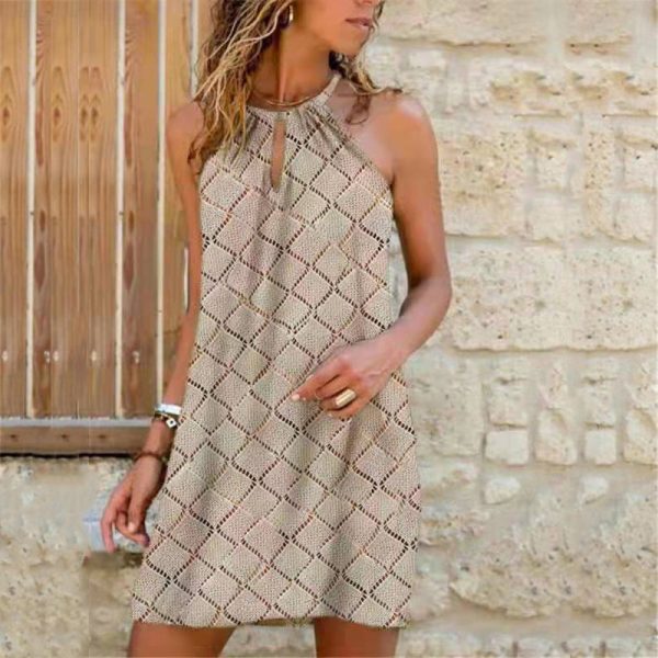 Summer Halter Neck Printed Mini Dress
