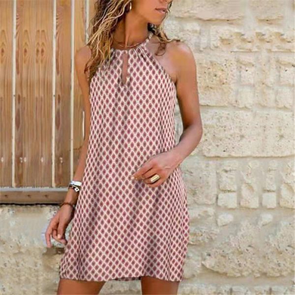 Summer Halter Neck Printed Mini Dress