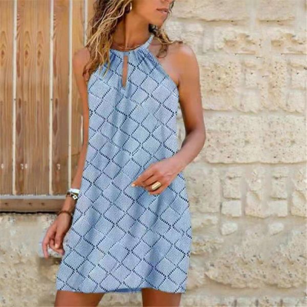 Summer Halter Neck Printed Mini Dress