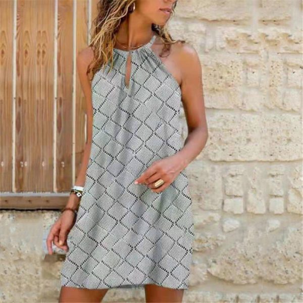 Summer Halter Neck Printed Mini Dress