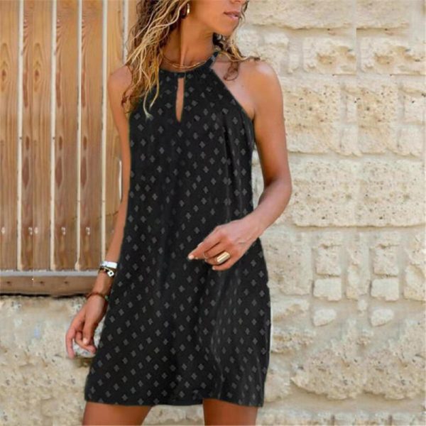 Summer Halter Neck Printed Mini Dress