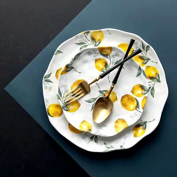 Irregular Lemon Plate Ceramic Dinner