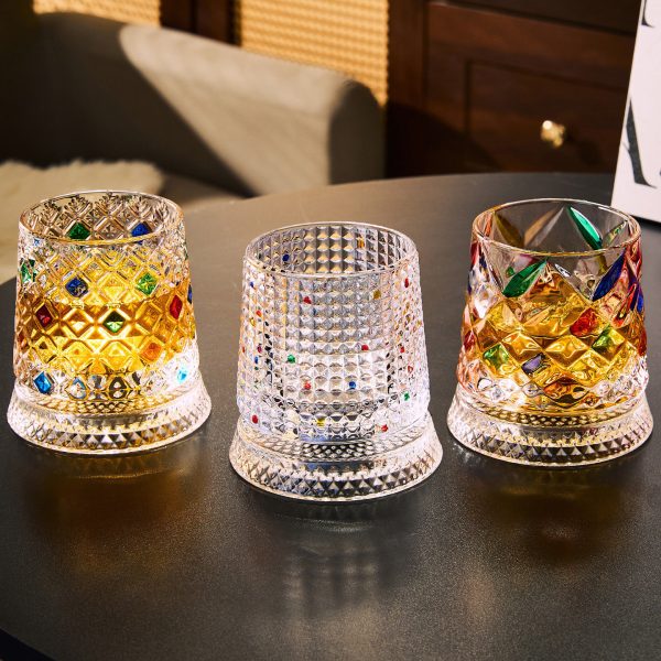 Painted Stress-Relief Rotating Whiskey Glass