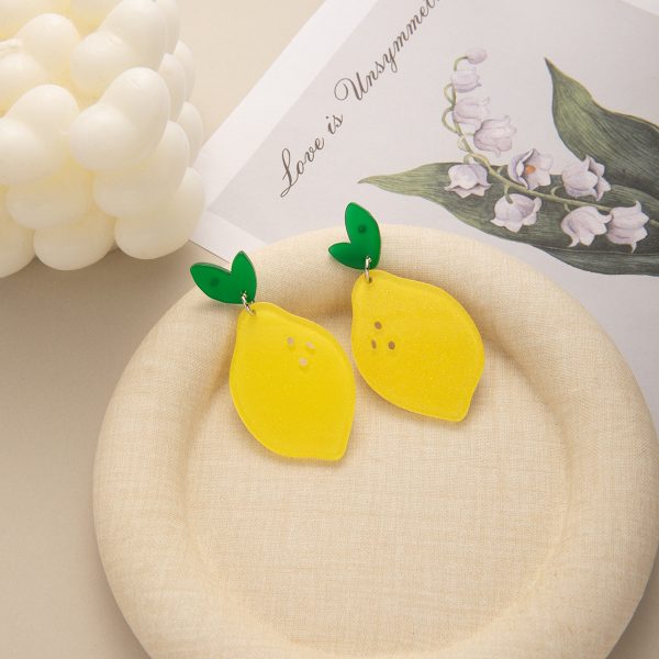 Women's Summer Acrylic Cute Lemon Earrings