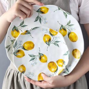 Irregular Lemon Plate Ceramic Dinner