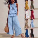 Sleeveless Ruffle Top & Wide-Leg Trousers Co-Ord Set