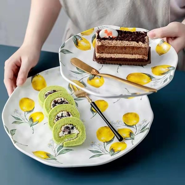 Irregular Lemon Plate Ceramic Dinner