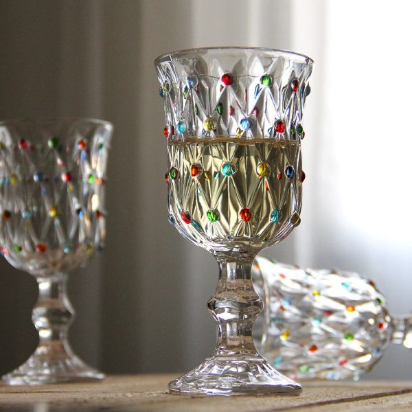Colorful Dots Pressed Thickened Creative Wine Glass