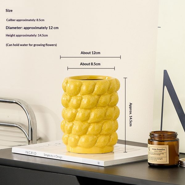 Lemon Embossed Ceramic Vase