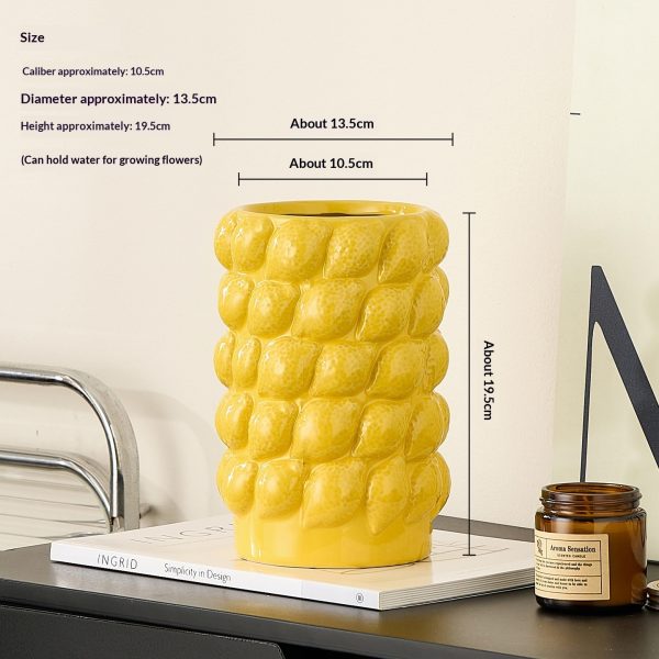 Lemon Embossed Ceramic Vase
