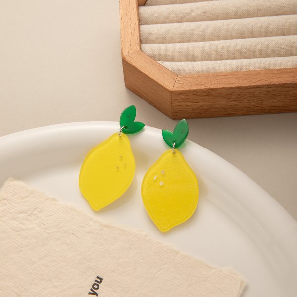 Women's Summer Acrylic Cute Lemon Earrings