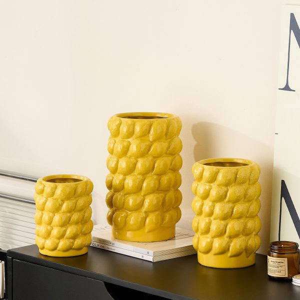 Lemon Embossed Ceramic Vase