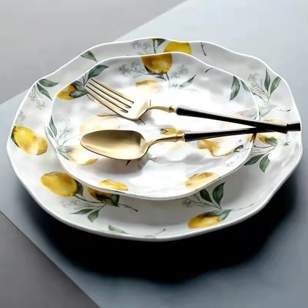 Irregular Lemon Plate Ceramic Dinner