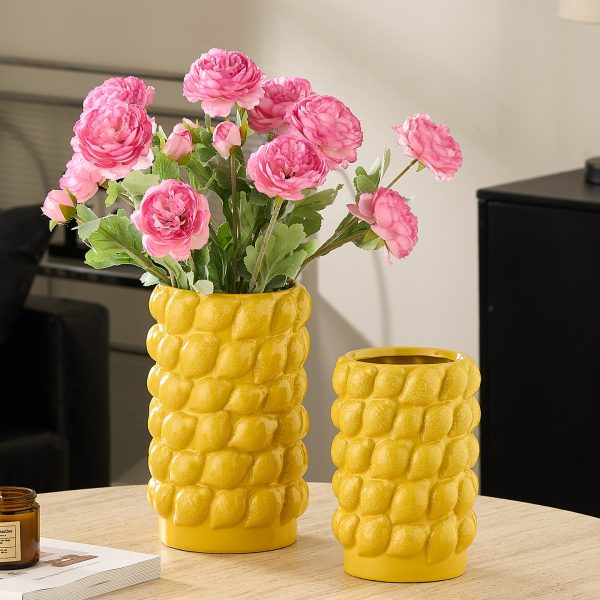 Lemon Embossed Ceramic Vase