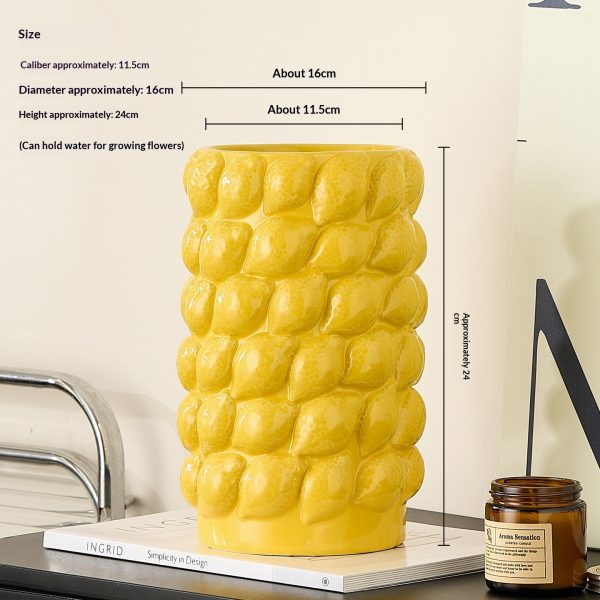 Lemon Embossed Ceramic Vase