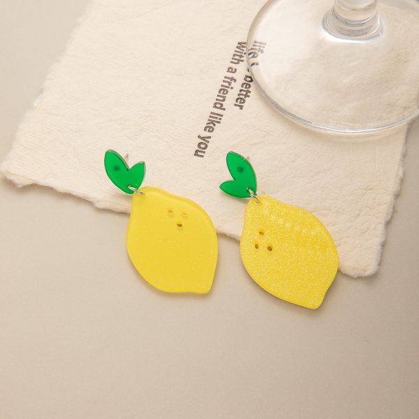 Women's Summer Acrylic Cute Lemon Earrings
