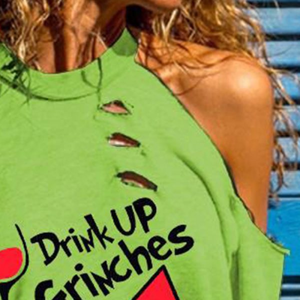 Grinch-Inspired Christmas Cold Shoulder Sweatshirt