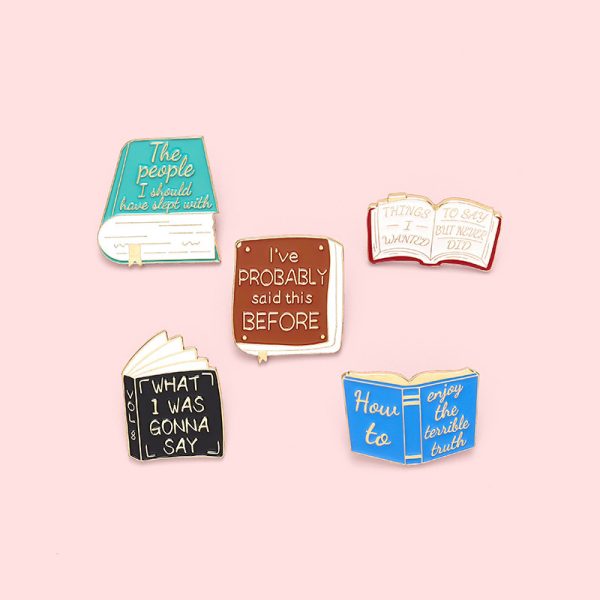 Book & Letter Charm Brooch