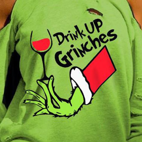 Grinch-Inspired Christmas Cold Shoulder Sweatshirt