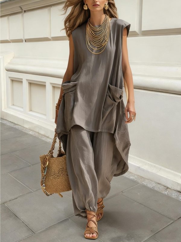 Sleeveless Top and Trousers Set