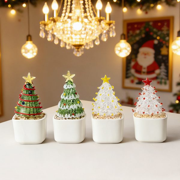 Glass Christmas Tree Desktop Decoration
