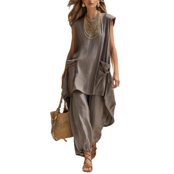 Sleeveless Top and Trousers Set