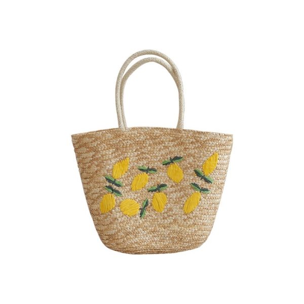Embroidered Straw Woven Beach Bag